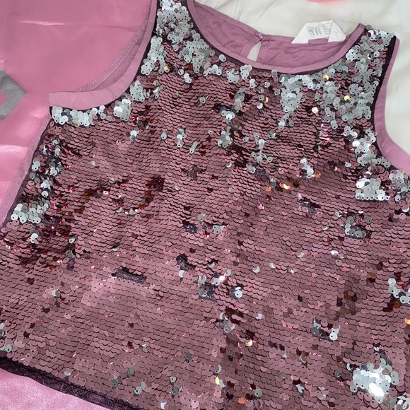 Super Girl Pink Sequence Halloween Costume Kids size 9-10 - Picture 2 of 5